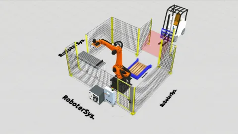 Célula robotizada de paletização KUKA — RoboterSys