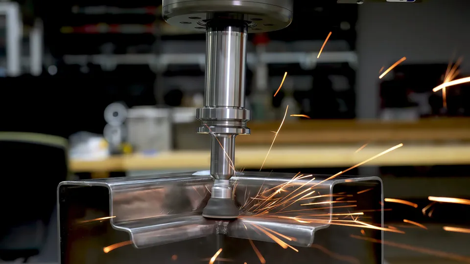 Robô PushCorp lixando cantos de peça industrial